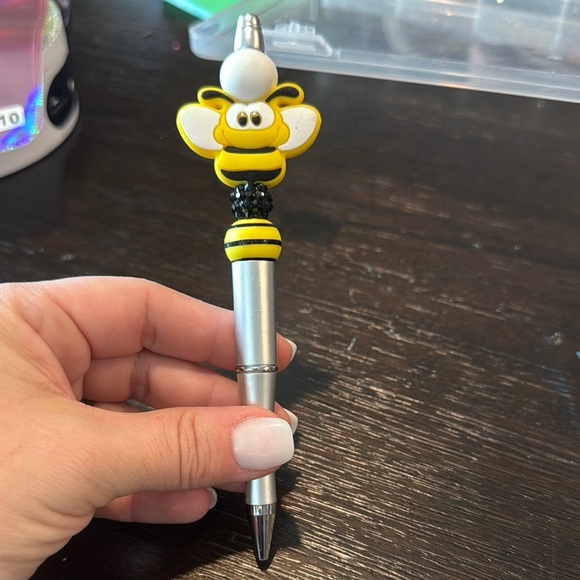 Cute Bee Themed Pen with Silver Barrel - Picture 1 of 1